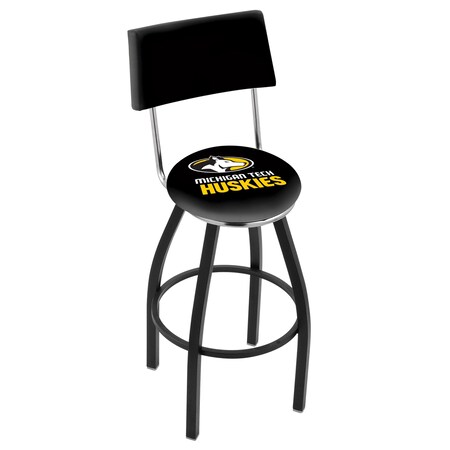 Holland Bar Stool Co 25" Blk Wrinkle Michigan Tech Swivel Bar Stool, Back L8B425MITech